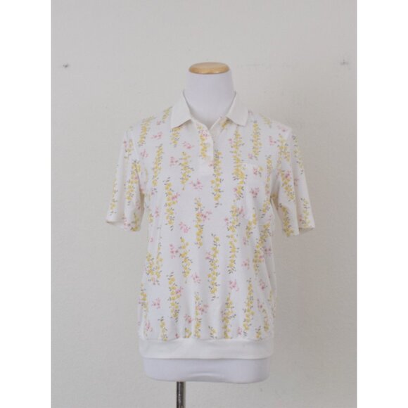 Vintage 80s Ditsy Floral Polo Tee size M - Picture 9 of 10